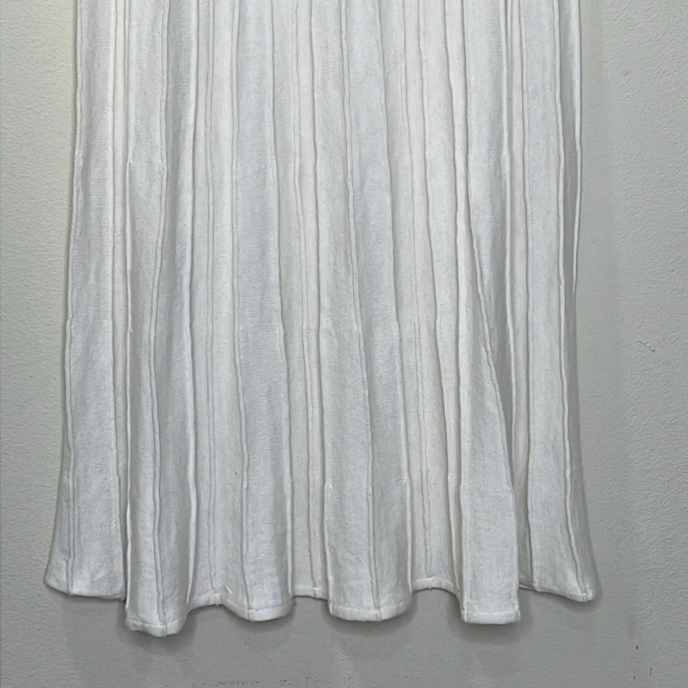 American Glamour Badgley Mischka Knit White Maxi Skirt